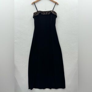 Crimson Lawrence Kurtz Women’s 12 Velvet Dress Black Maxi Beaded Formal